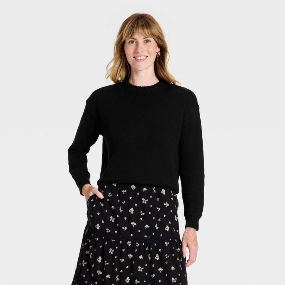 Women's Crewneck Pullover - Universal Thread Black S